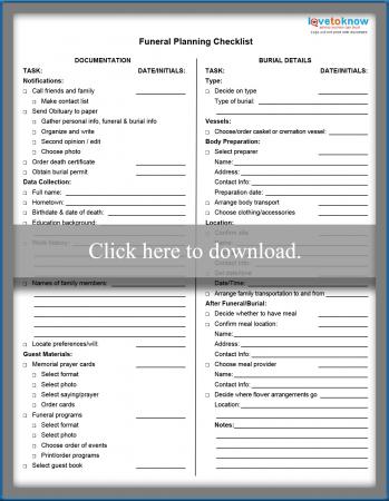 Printable Funeral Planning Forms Pdf