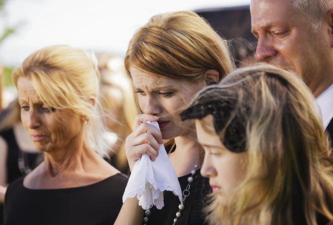 family at a funeral