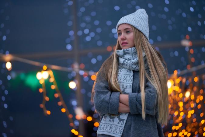 sad girl at Christmas