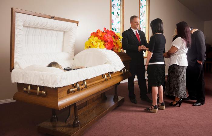 Family receiving guests at a funeral