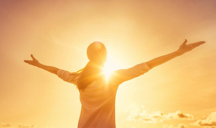 Woman feeling full of positive energy