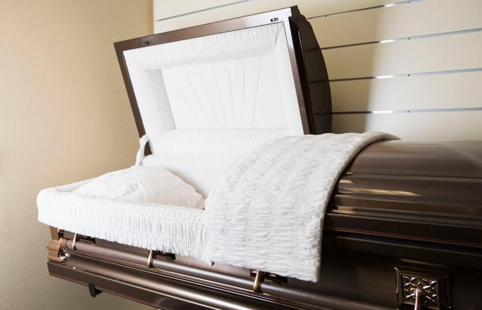 open metal casket