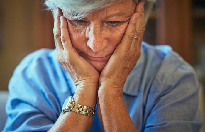 senior woman looking worried