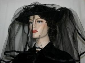 black antique mourning bonnet