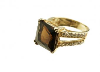 brown stone in gold setting