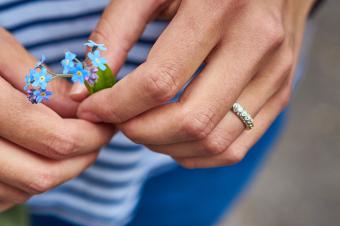 Eternity ring on woman's wedding finger