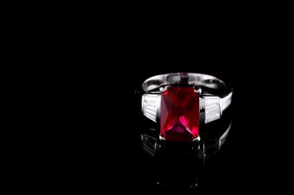 Ruby and diamond three-stone ring