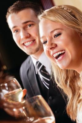 Happy couple at their engagement party