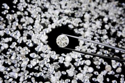 diamond in tweezers
