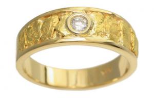 8 mm wide men's nugget ring with diamond