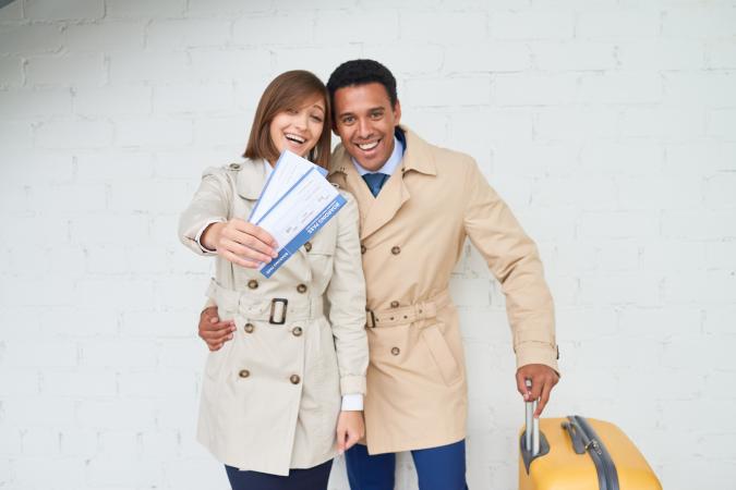 young couple planning to travel