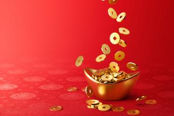 Gold Coins Dropping on Gold Sycee