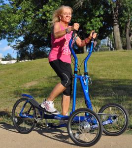 Sherry Johnston riding a StreetStrider