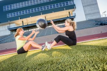 Medicine ball sit up toss