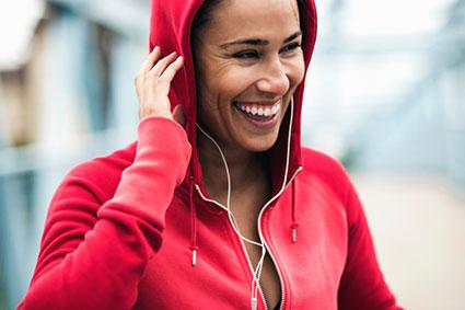 woman smiling during exercise workout