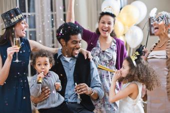 Family celebrating New Year's Eve