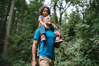 Father and son on a hike