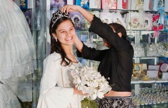 girl in Quinceanera outfit