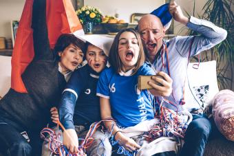 family watching soccer game 