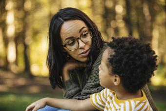 mother asking son a question to spark a conversation