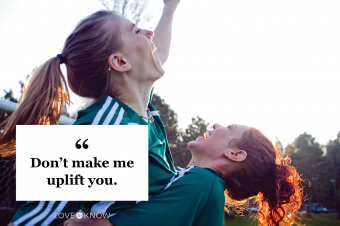 Two female friends cheering