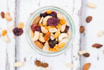 Glass of trail mix