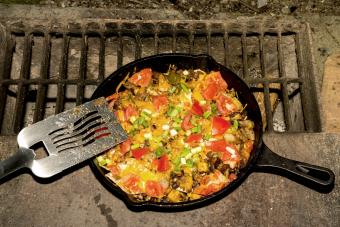 Campfire Nachos cooking on the grill