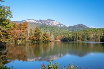 Lake and Mountain in Table Rock State Park South Carolina