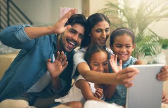 family making a video call