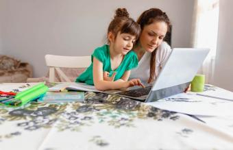 mother and child on video call