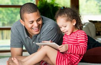 Father and daughter on video call