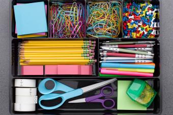 Office Supplies in Tray