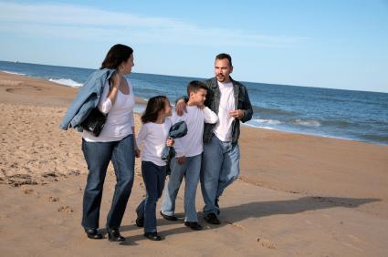 Family on beach