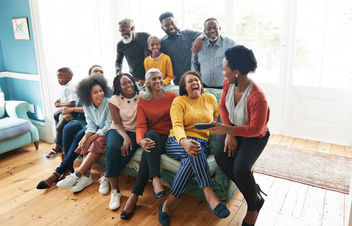 Cheerful family enjoying at home