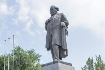 Monument of Karl Marx with overcoat