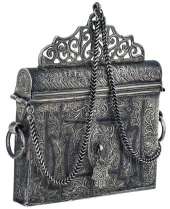 Elaborate silver purse