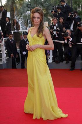 Angelina Jolie in yellow gown at Cannes Film Festival