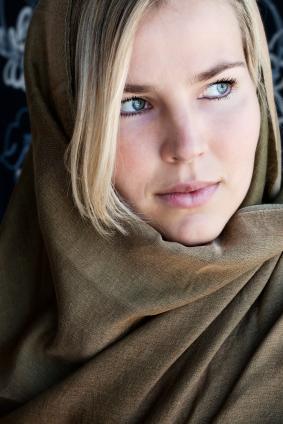 Woman with pashmina scarf