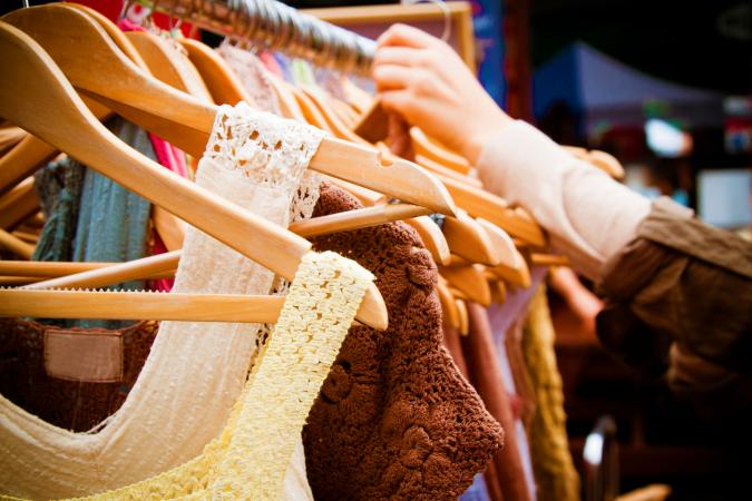 Second-hand clothes at market
