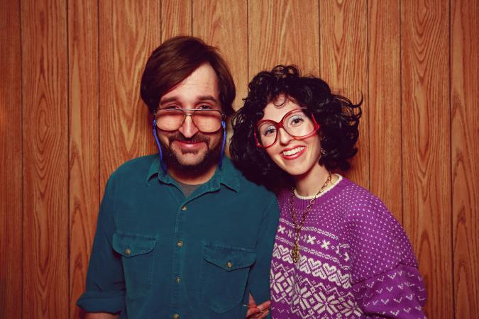 Couple Wearing Oversized Glasses