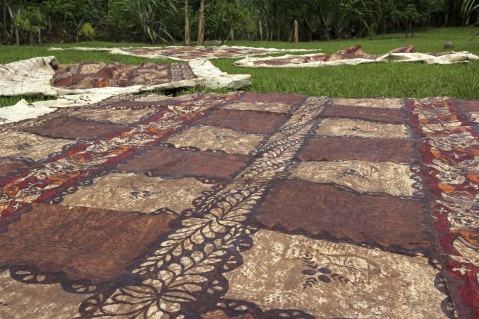 Bark cloth drying in the sun