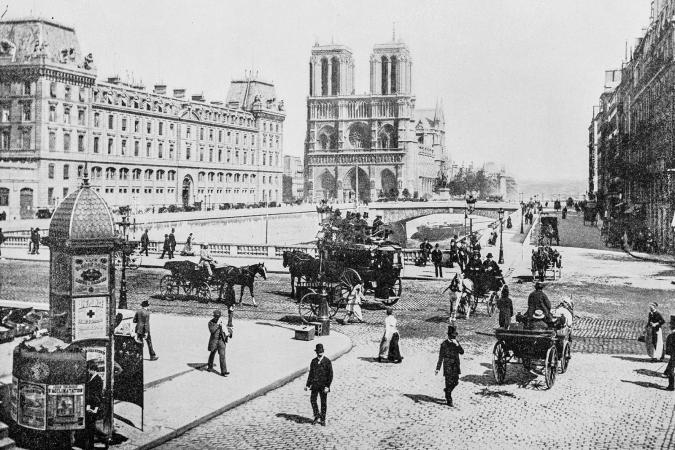 Antique photograph of Notre-Dame de Paris, France in 19th century