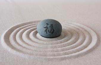 Zen garden good fortune rock