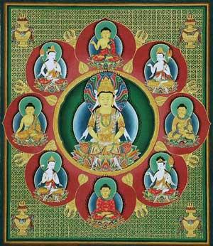 A Japanese mandala of the Five Dhyani Buddhas