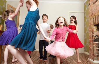 Children dancing at home