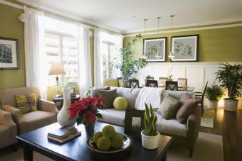 feng shui green living room and dining room combination