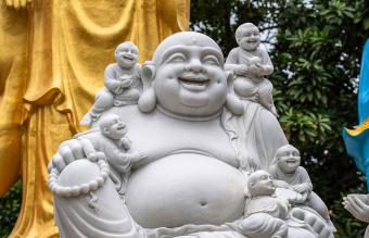 Laughing Buddha With Children Statue