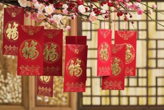 Red packets containing monetary gifts