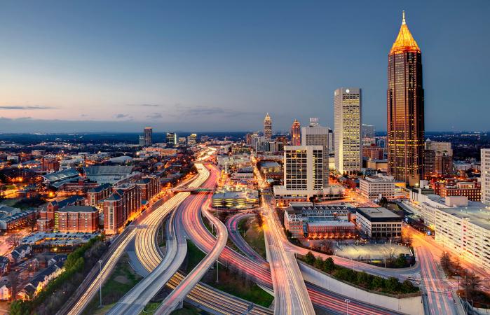 Skyline and highway system in downtown Atlanta
