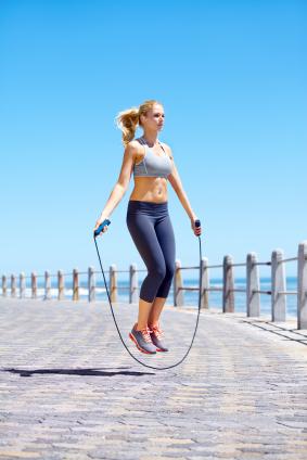 Woman jumping rope